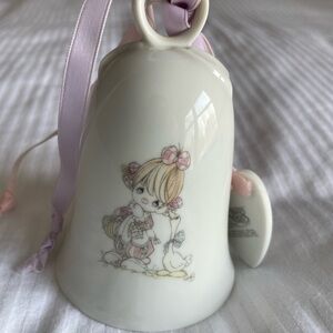 Enesco Porcelain Bell with Pastel Pink and Cream Accents